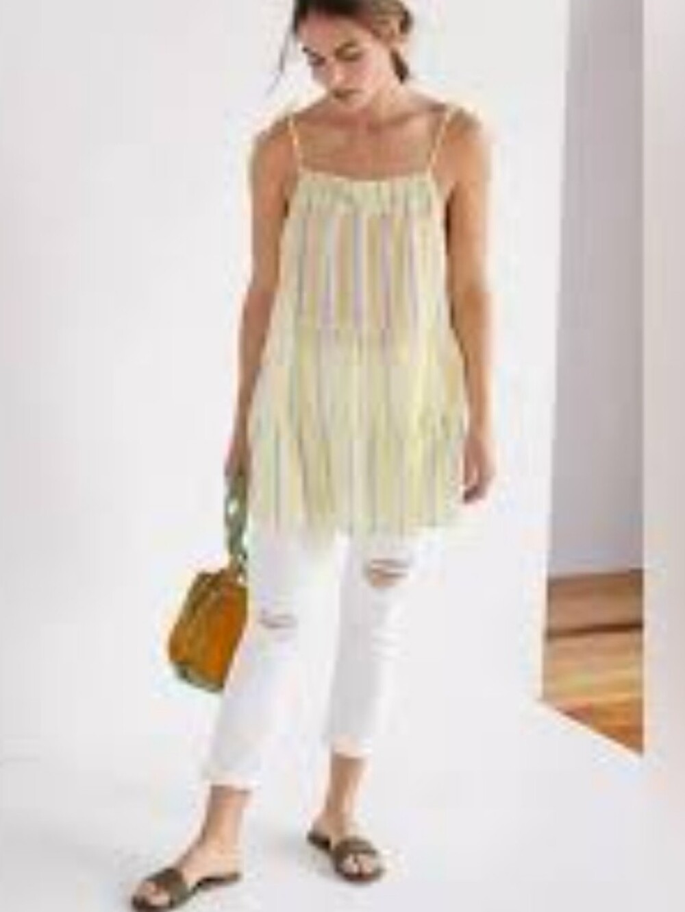 Maeve By Anthropologie Yellow & Blue Stripe Tiered Sundress / Top
